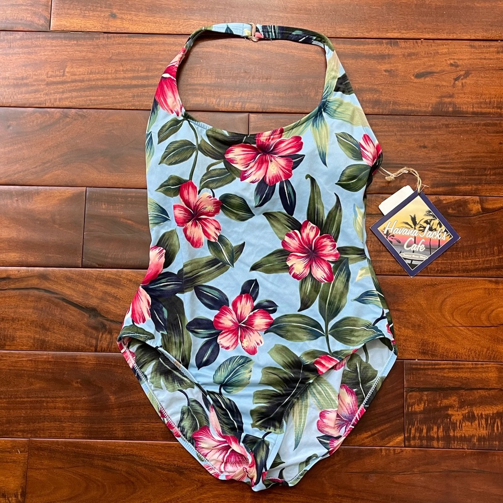 Havana Jack’s Cafe Hibiscus Swimsuit Size 16 NWT
